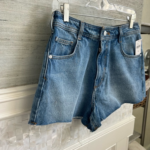 NWT new 29 fits 28 Anthropologie pilcro high rise frayed denim jean shorts blue - Picture 6 of 17